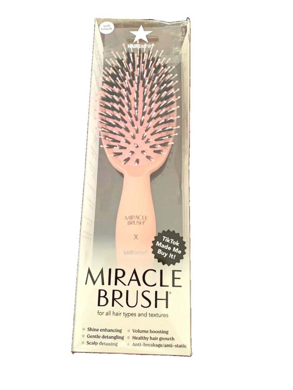 HAIRtamin Miracle Brush Leyla Milani Sakura Pink Detangling Paddle Brush NEW